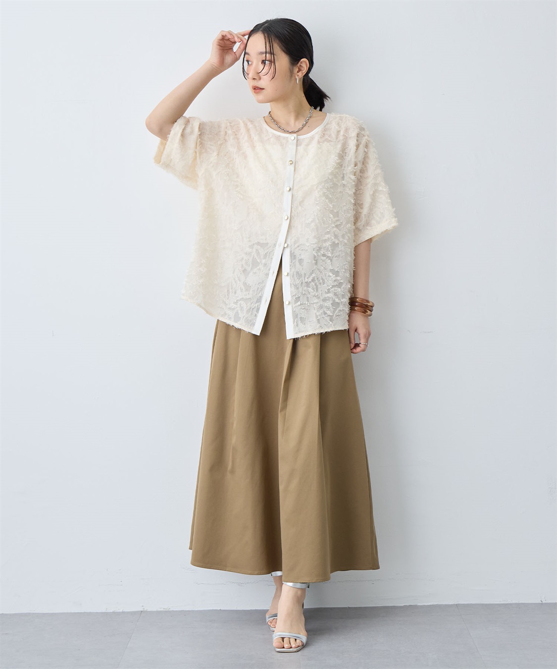 anyfee 【anyfee/大きいサイズ】タックフレアスカート（2026SS）_sub_10