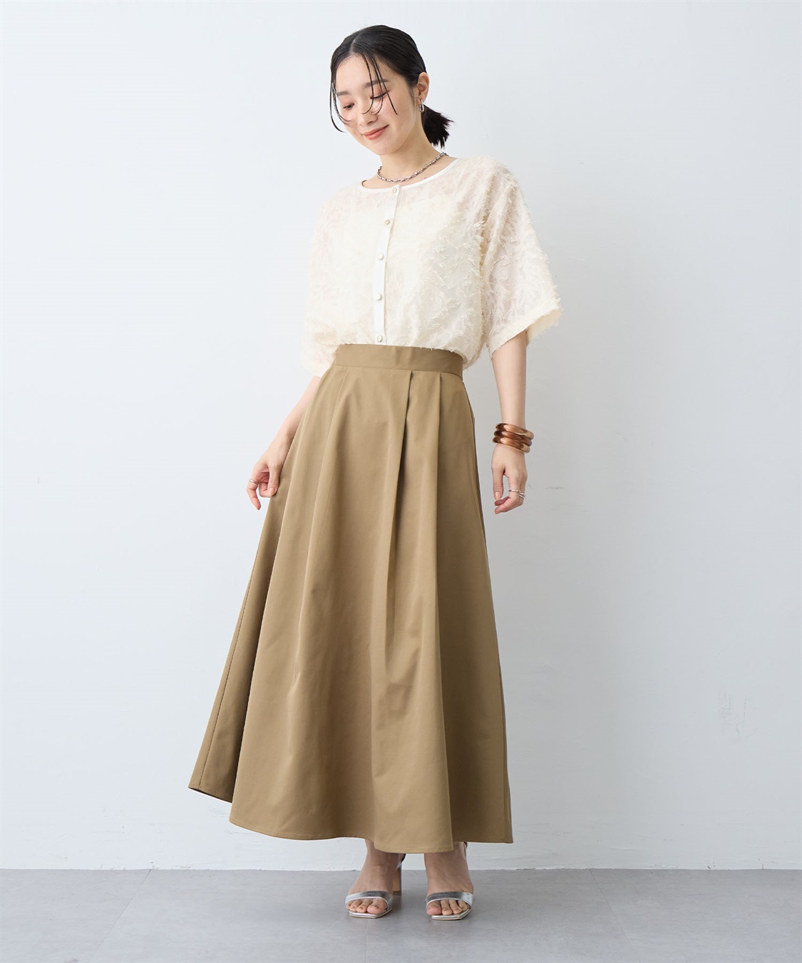 anyfee 【anyfee/大きいサイズ】タックフレアスカート（2026SS）_sub_11