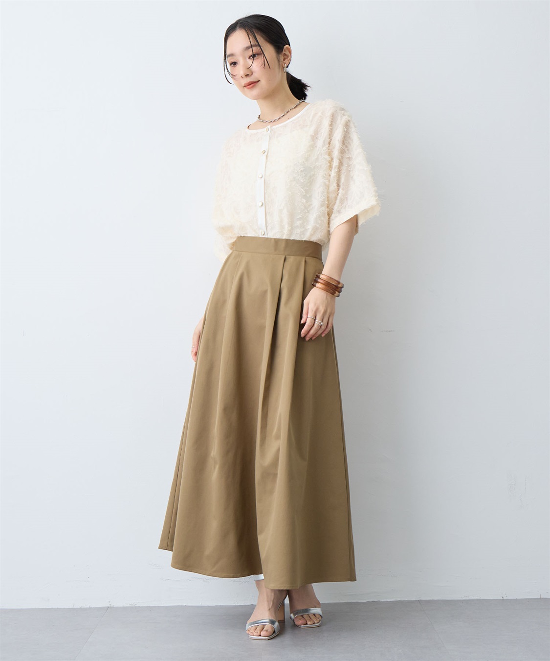 anyfee 【anyfee/大きいサイズ】タックフレアスカート（2026SS）_sub_12