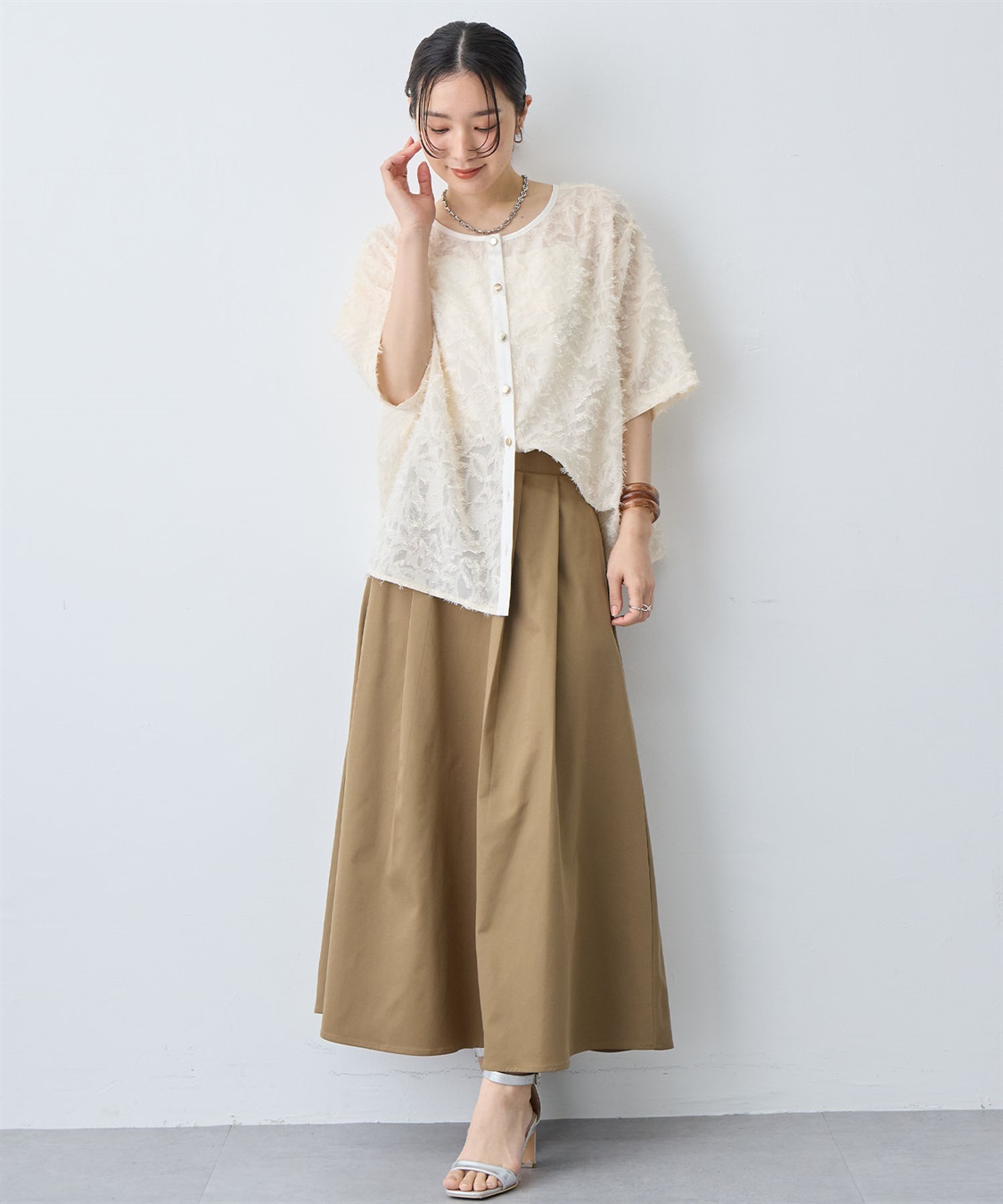 anyfee 【anyfee/大きいサイズ】タックフレアスカート（2026SS）_sub_14