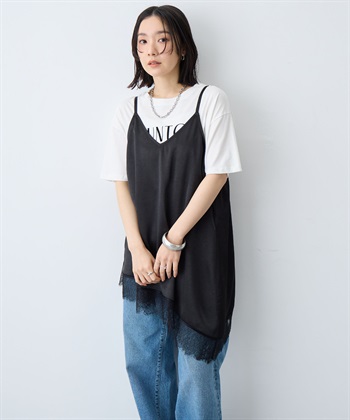 anyfee 【anyfee/大きいサイズ】サテンアシメレースキャミソール/チュニック（2026SS）_subthumb_4