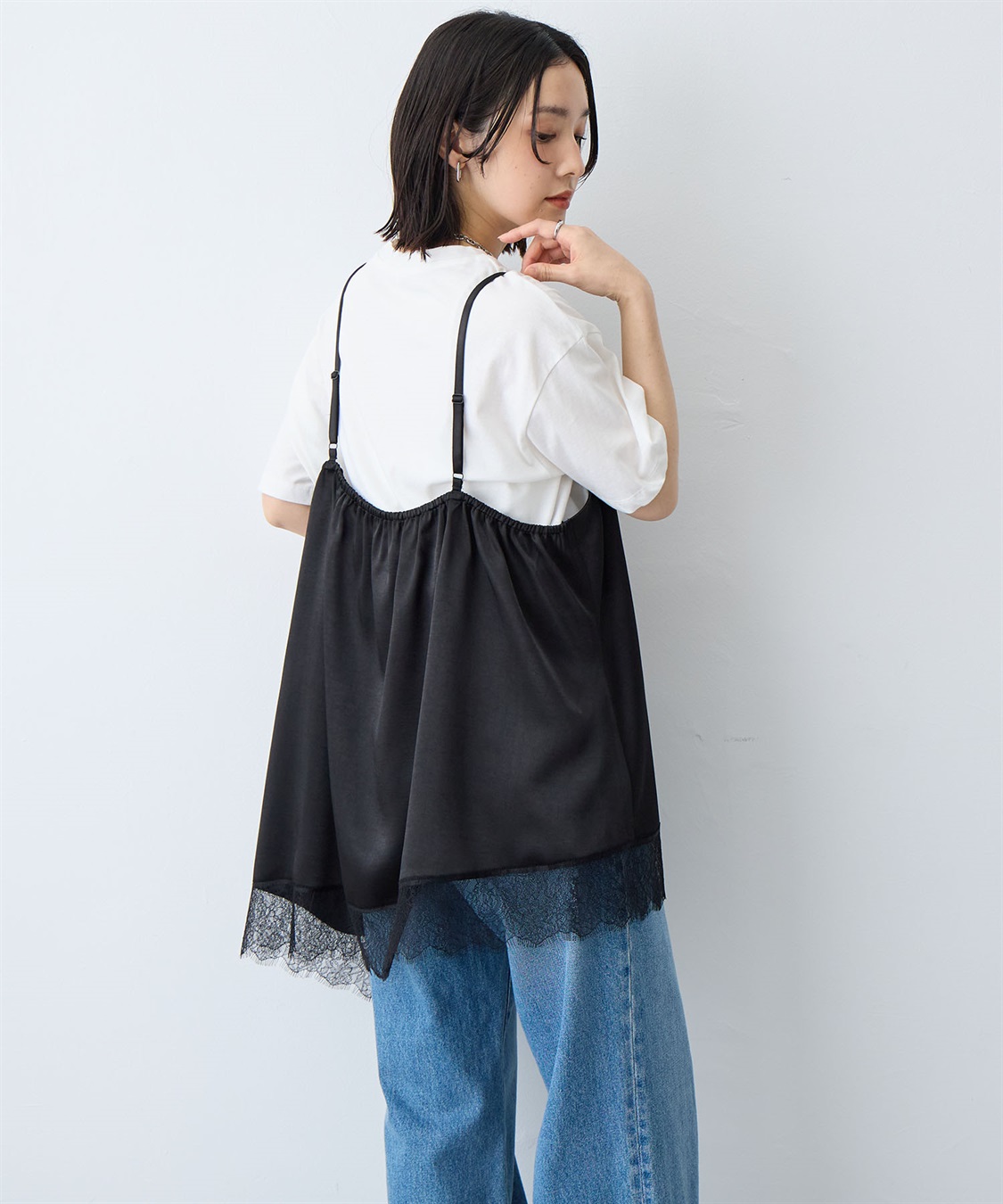 anyfee 【anyfee/大きいサイズ】サテンアシメレースキャミソール/チュニック（2026SS）_sub_6