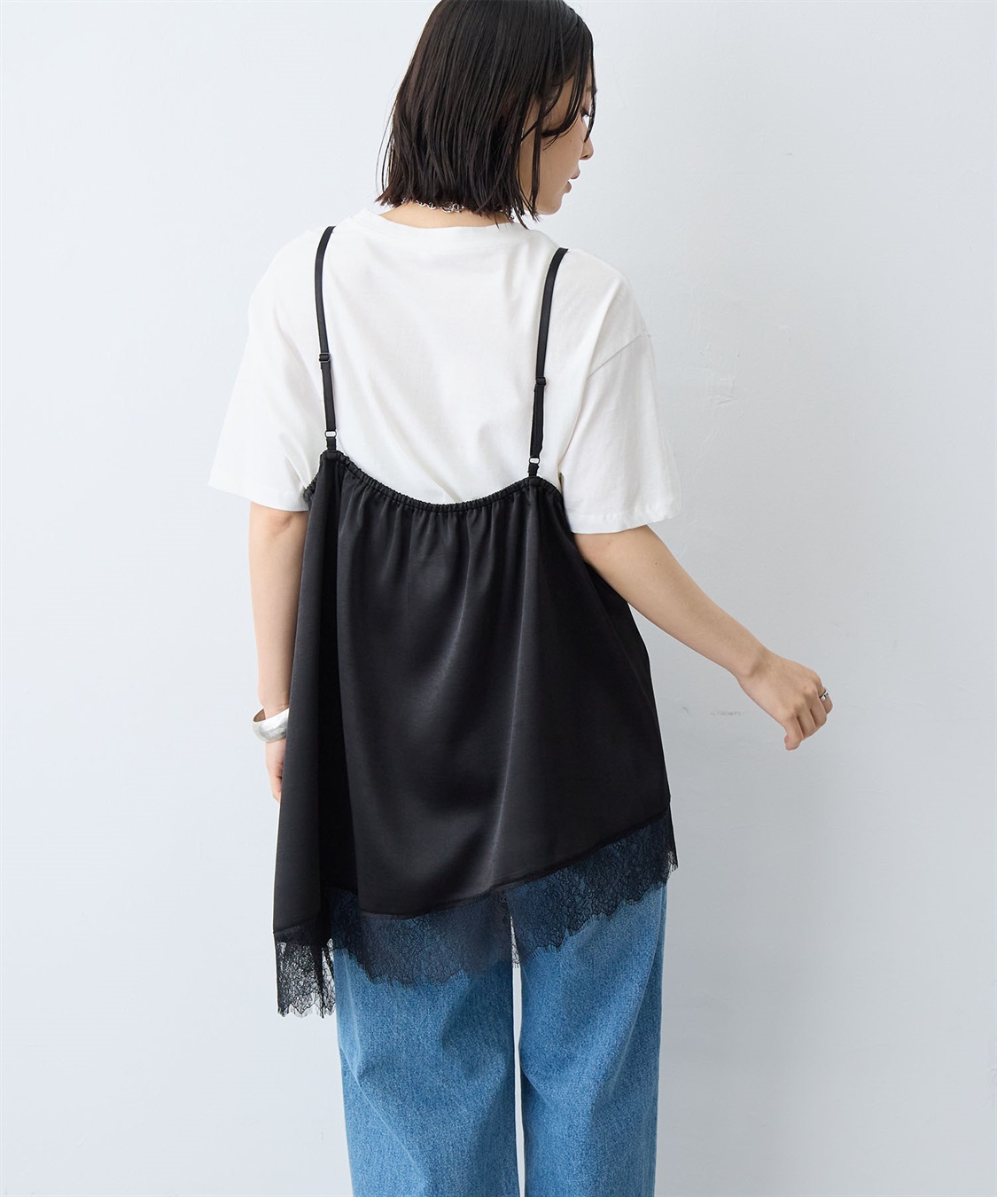 anyfee 【anyfee/大きいサイズ】サテンアシメレースキャミソール/チュニック（2026SS）_sub_7