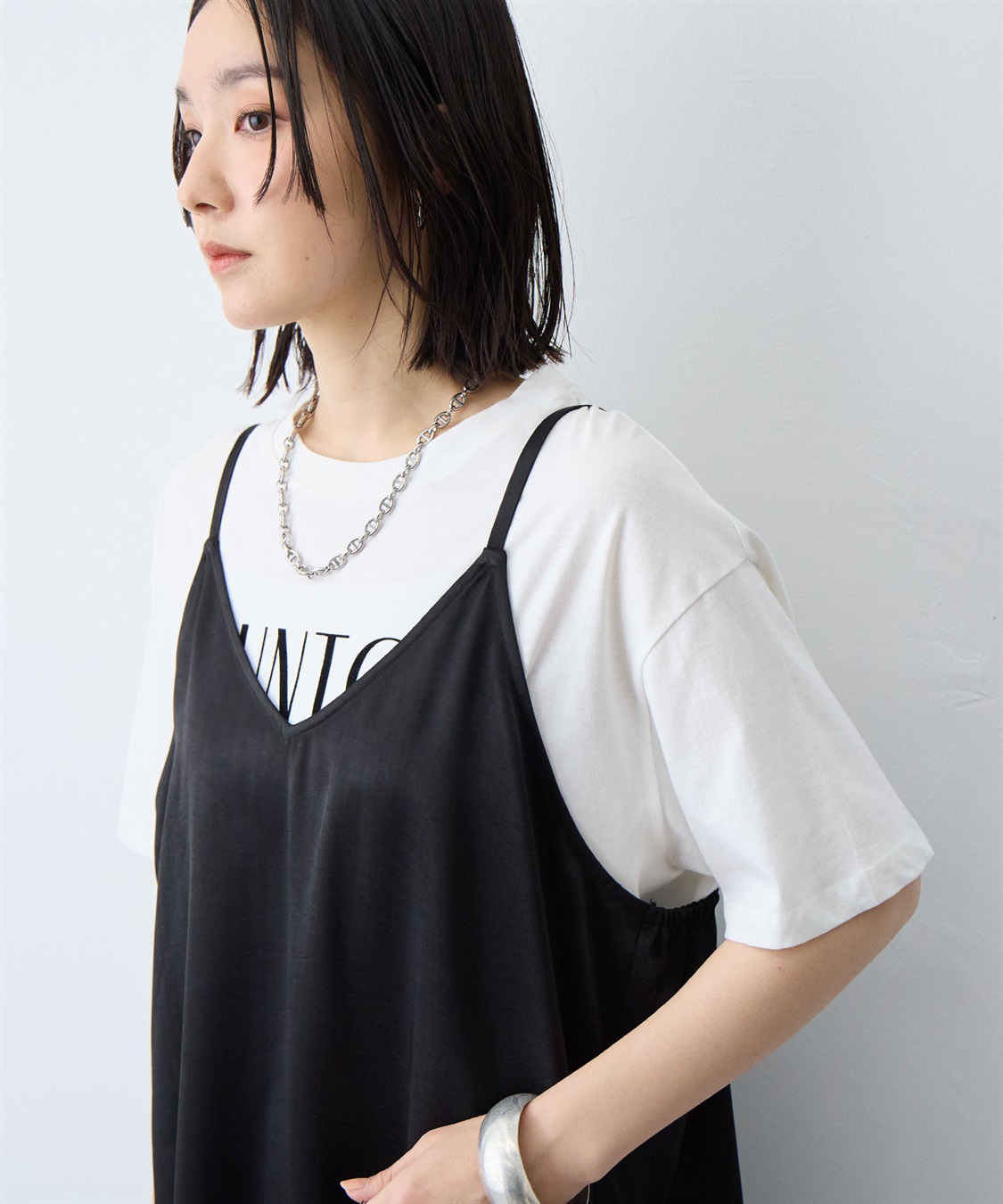 anyfee 【anyfee/大きいサイズ】サテンアシメレースキャミソール/チュニック（2026SS）_sub_8