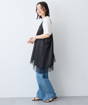 anyfee 【anyfee/大きいサイズ】サテンアシメレースキャミソール/チュニック（2026SS）_subthumb_15