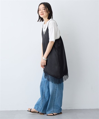 anyfee 【anyfee/大きいサイズ】サテンアシメレースキャミソール/チュニック（2026SS）_subthumb_16