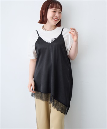 anyfee 【anyfee/大きいサイズ】サテンアシメレースキャミソール/チュニック（2026SS）_subthumb_20