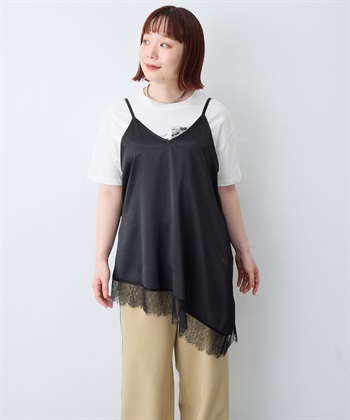 anyfee 【anyfee/大きいサイズ】サテンアシメレースキャミソール/チュニック（2026SS）_subthumb_21