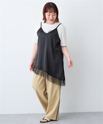 anyfee 【anyfee/大きいサイズ】サテンアシメレースキャミソール/チュニック（2026SS）_subthumb_24