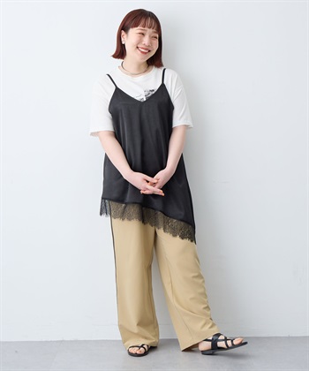 anyfee 【anyfee/大きいサイズ】サテンアシメレースキャミソール/チュニック（2026SS）_subthumb_25