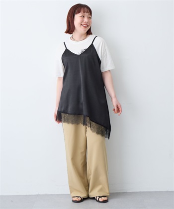 anyfee 【anyfee/大きいサイズ】サテンアシメレースキャミソール/チュニック（2026SS）_subthumb_28