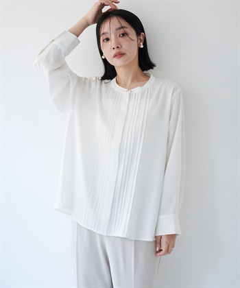 anyfee 【anyfee/大きいサイズ】ピーチサテン風ピンタックブラウス《セレモニー/オケージョン》_subthumb_1