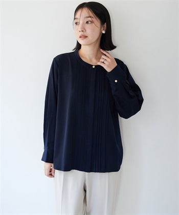 anyfee 【anyfee/大きいサイズ】ピーチサテン風ピンタックブラウス《セレモニー/オケージョン》_subthumb_2