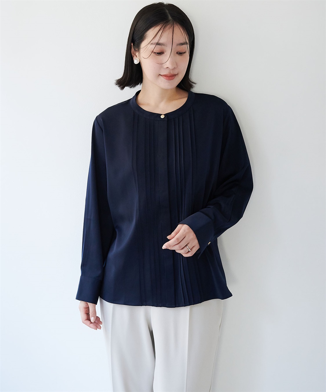 anyfee 【anyfee/大きいサイズ】ピーチサテン風ピンタックブラウス《セレモニー/オケージョン》_sub_5