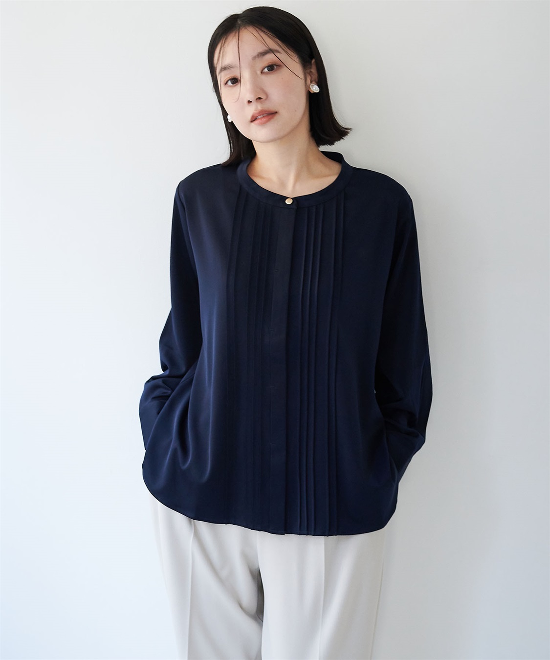 anyfee 【anyfee/大きいサイズ】ピーチサテン風ピンタックブラウス《セレモニー/オケージョン》_sub_6