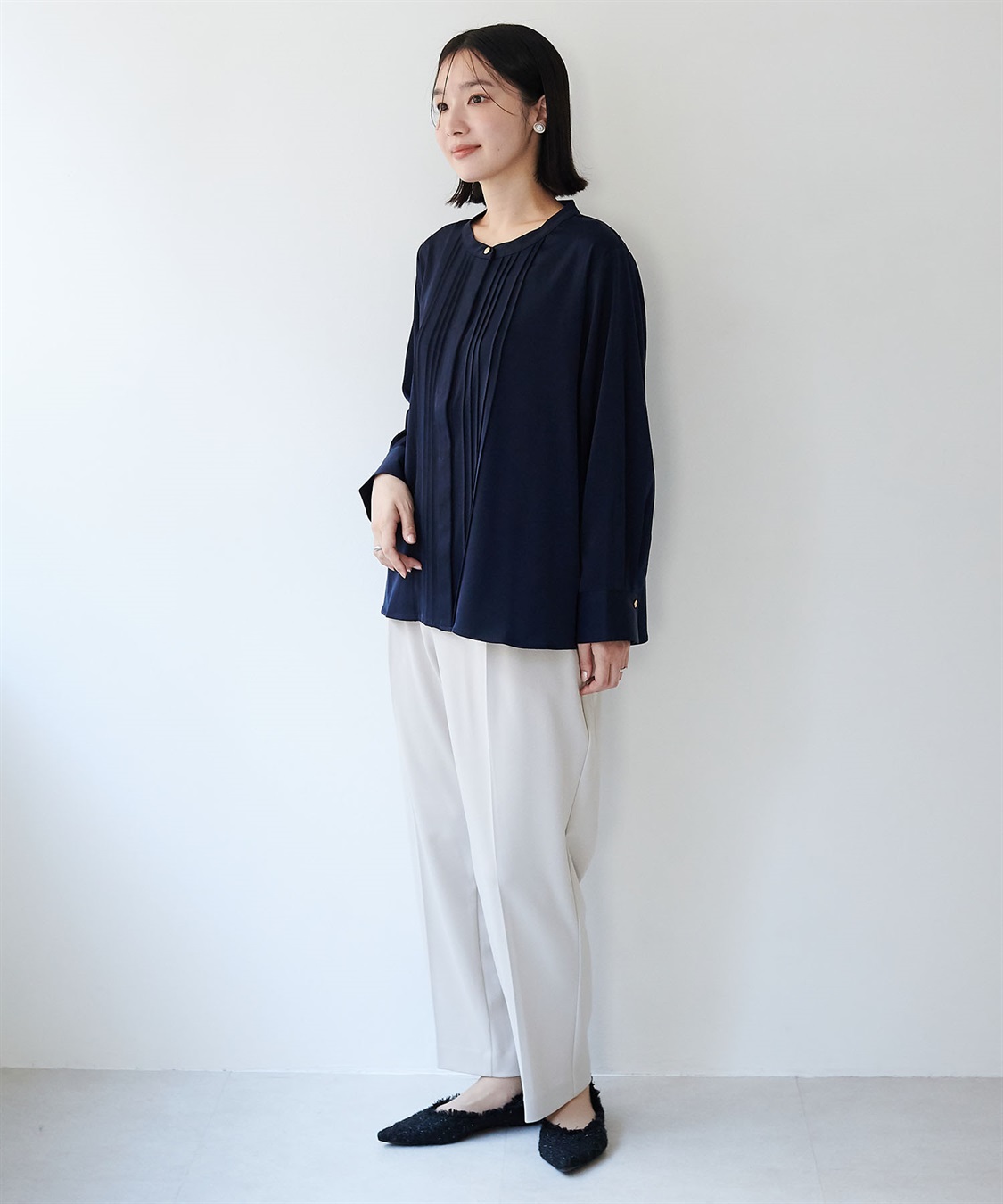 anyfee 【anyfee/大きいサイズ】ピーチサテン風ピンタックブラウス《セレモニー/オケージョン》_sub_9