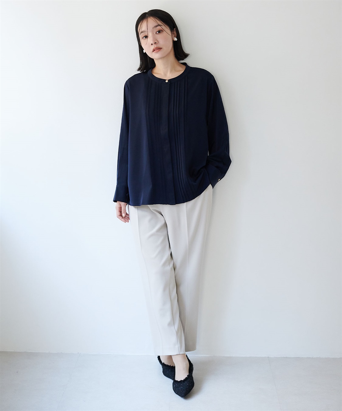 anyfee 【anyfee/大きいサイズ】ピーチサテン風ピンタックブラウス《セレモニー/オケージョン》_sub_10