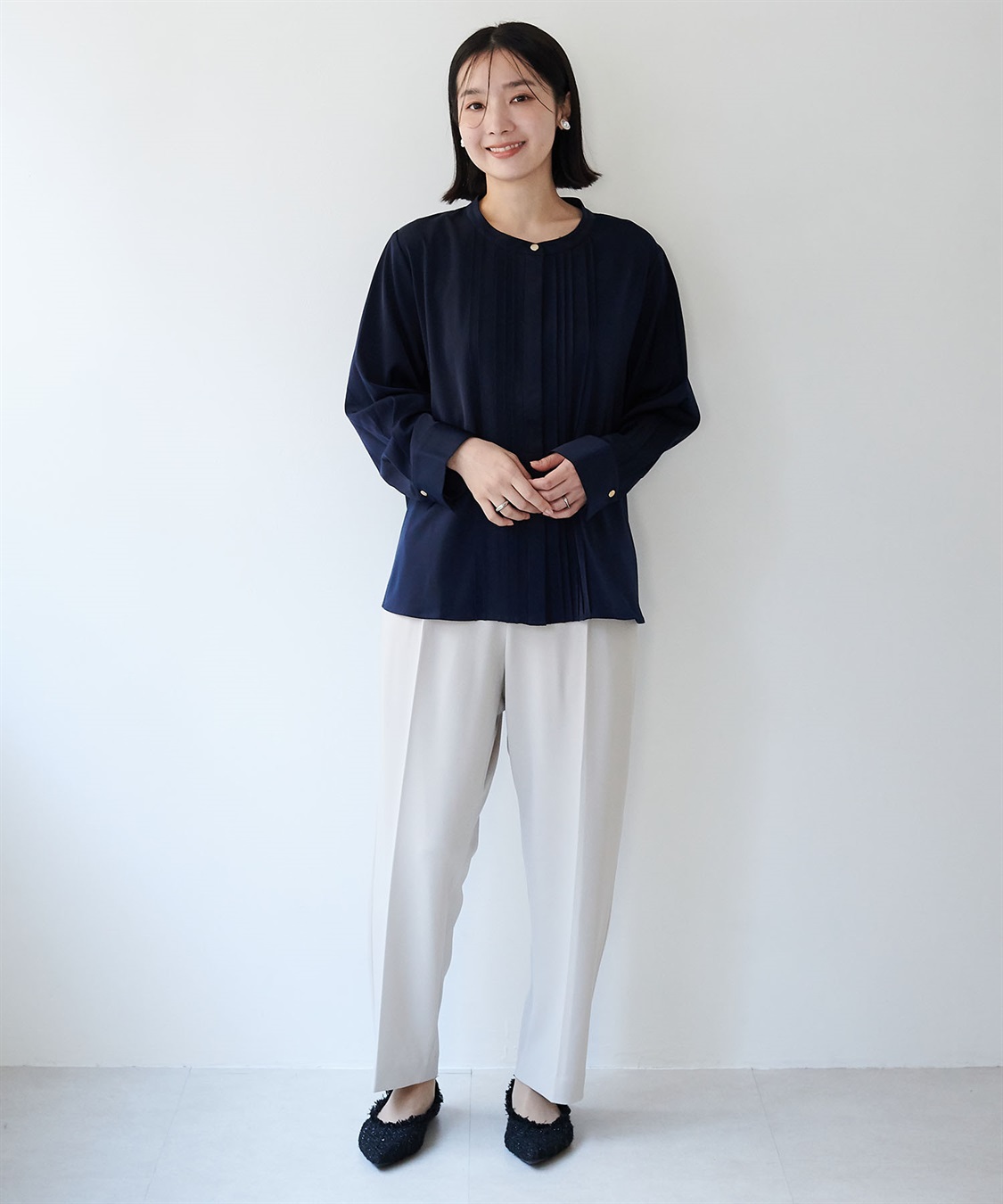 anyfee 【anyfee/大きいサイズ】ピーチサテン風ピンタックブラウス《セレモニー/オケージョン》_sub_11