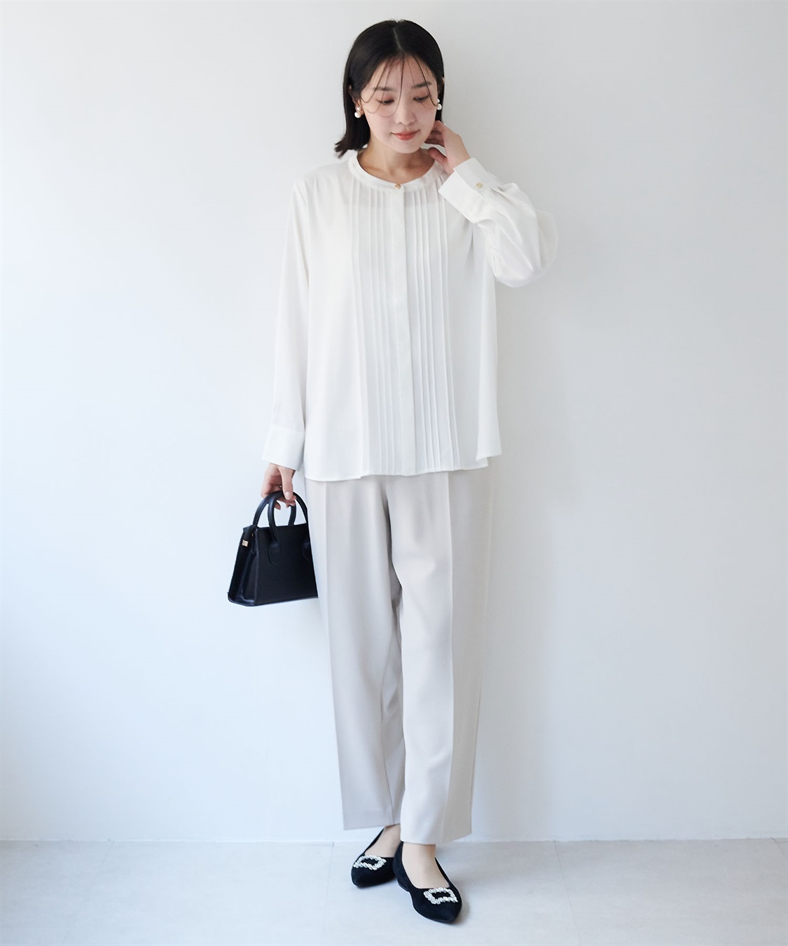 anyfee 【anyfee/大きいサイズ】ピーチサテン風ピンタックブラウス《セレモニー/オケージョン》_sub_15