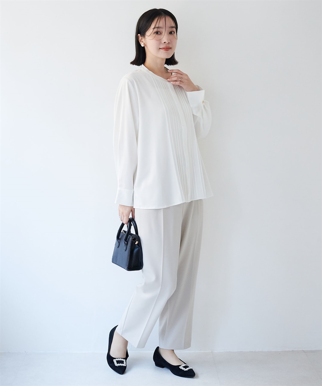 anyfee 【anyfee/大きいサイズ】ピーチサテン風ピンタックブラウス《セレモニー/オケージョン》_sub_18