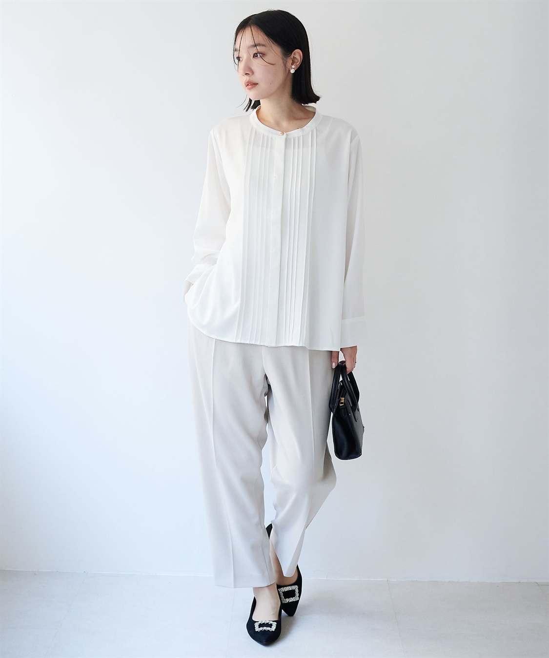 anyfee 【anyfee/大きいサイズ】ピーチサテン風ピンタックブラウス《セレモニー/オケージョン》_sub_19