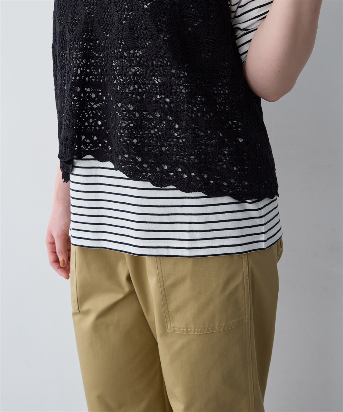 anyfee 【anyfee/大きいサイズ】クロシェ風ニットビスチェ&Tシャツセット_sub_8