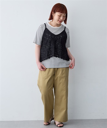 anyfee 【anyfee/大きいサイズ】クロシェ風ニットビスチェ&Tシャツセット_subthumb_9