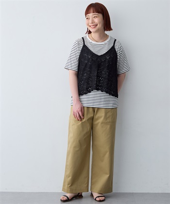 anyfee 【anyfee/大きいサイズ】クロシェ風ニットビスチェ&Tシャツセット_subthumb_10