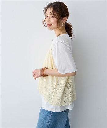 anyfee 【anyfee/大きいサイズ】クロシェ風ニットビスチェ&Tシャツセット_subthumb_14