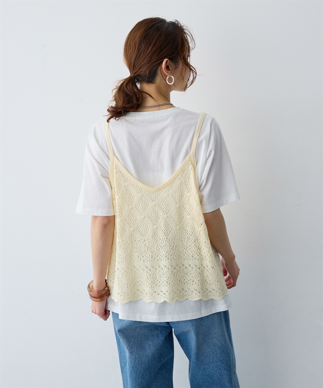 anyfee 【anyfee/大きいサイズ】クロシェ風ニットビスチェ&Tシャツセット_sub_15