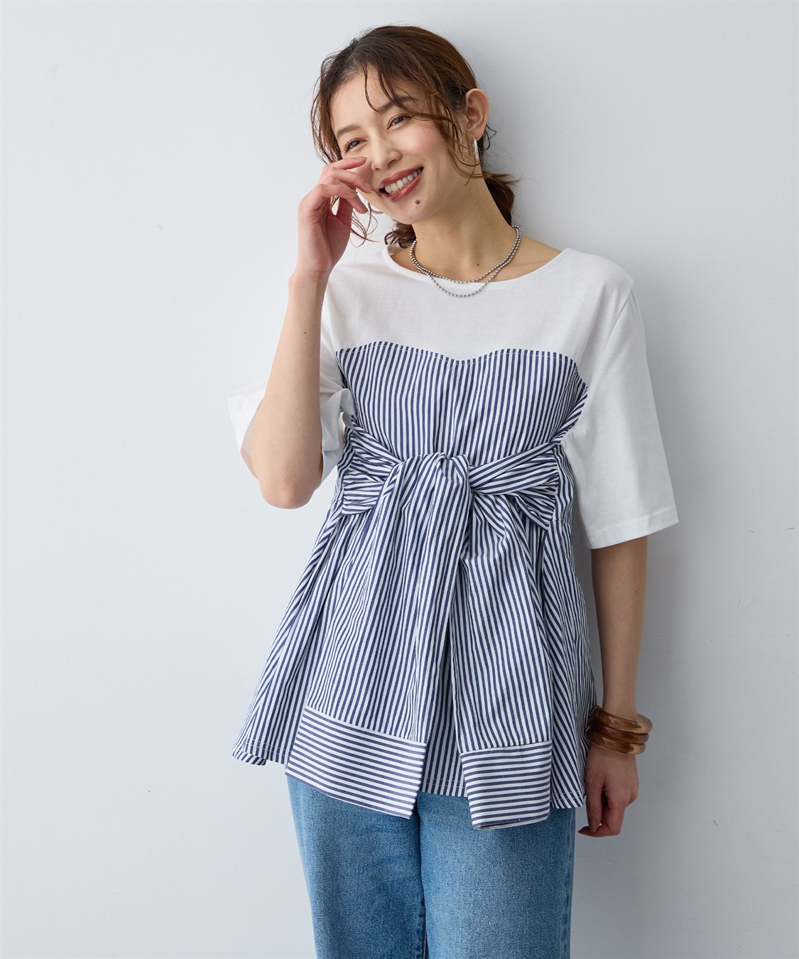 anyfee 【anyfee/大きいサイズ】シャツビスチェ巻き風プルオーバー_sub_1