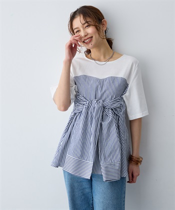 anyfee 【anyfee/大きいサイズ】シャツビスチェ巻き風プルオーバー_subthumb_1