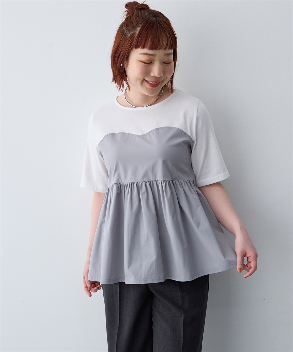 anyfee 【anyfee/大きいサイズ】シャツビスチェ巻き風プルオーバー_sub_2