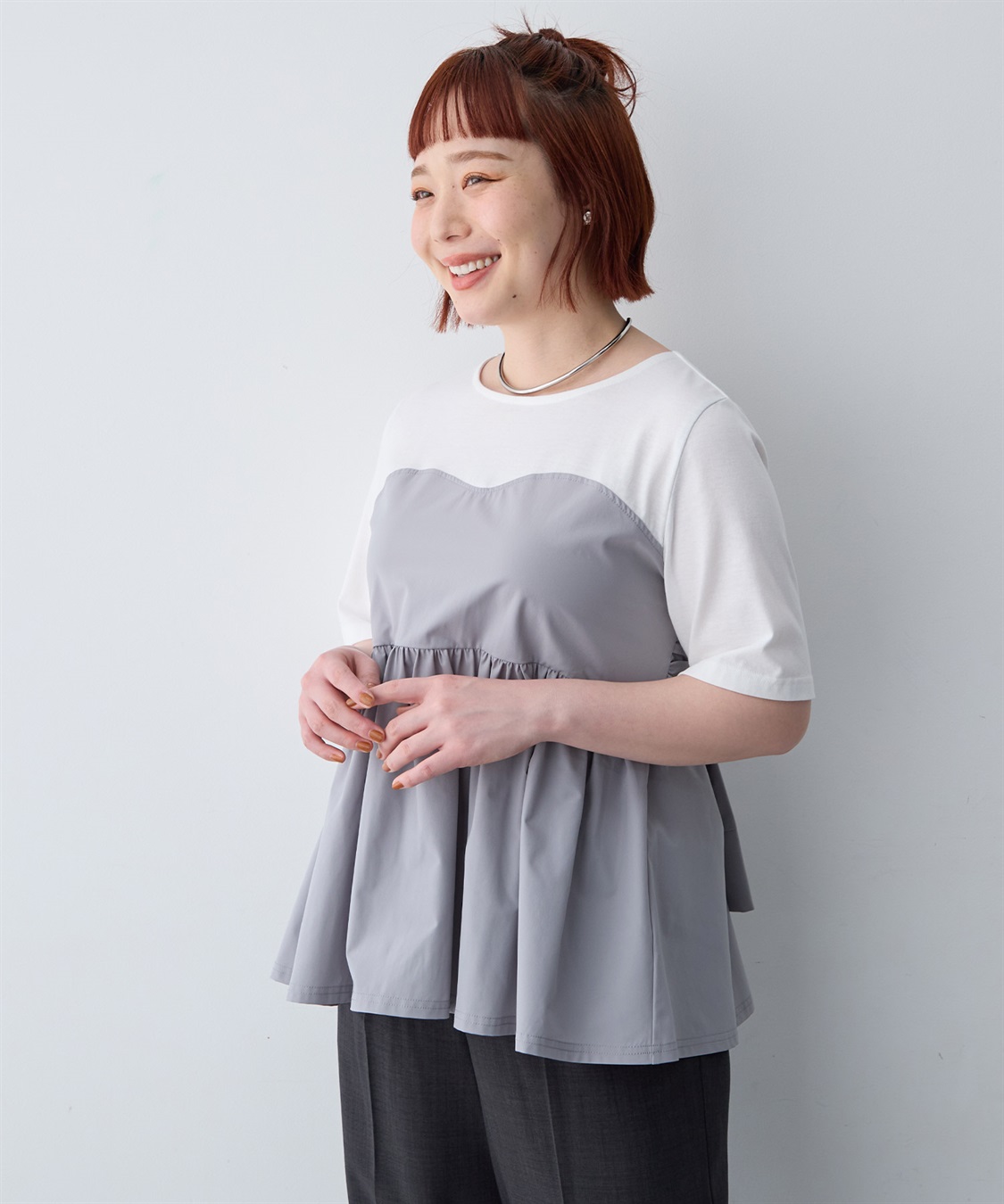 anyfee 【anyfee/大きいサイズ】シャツビスチェ巻き風プルオーバー_sub_3