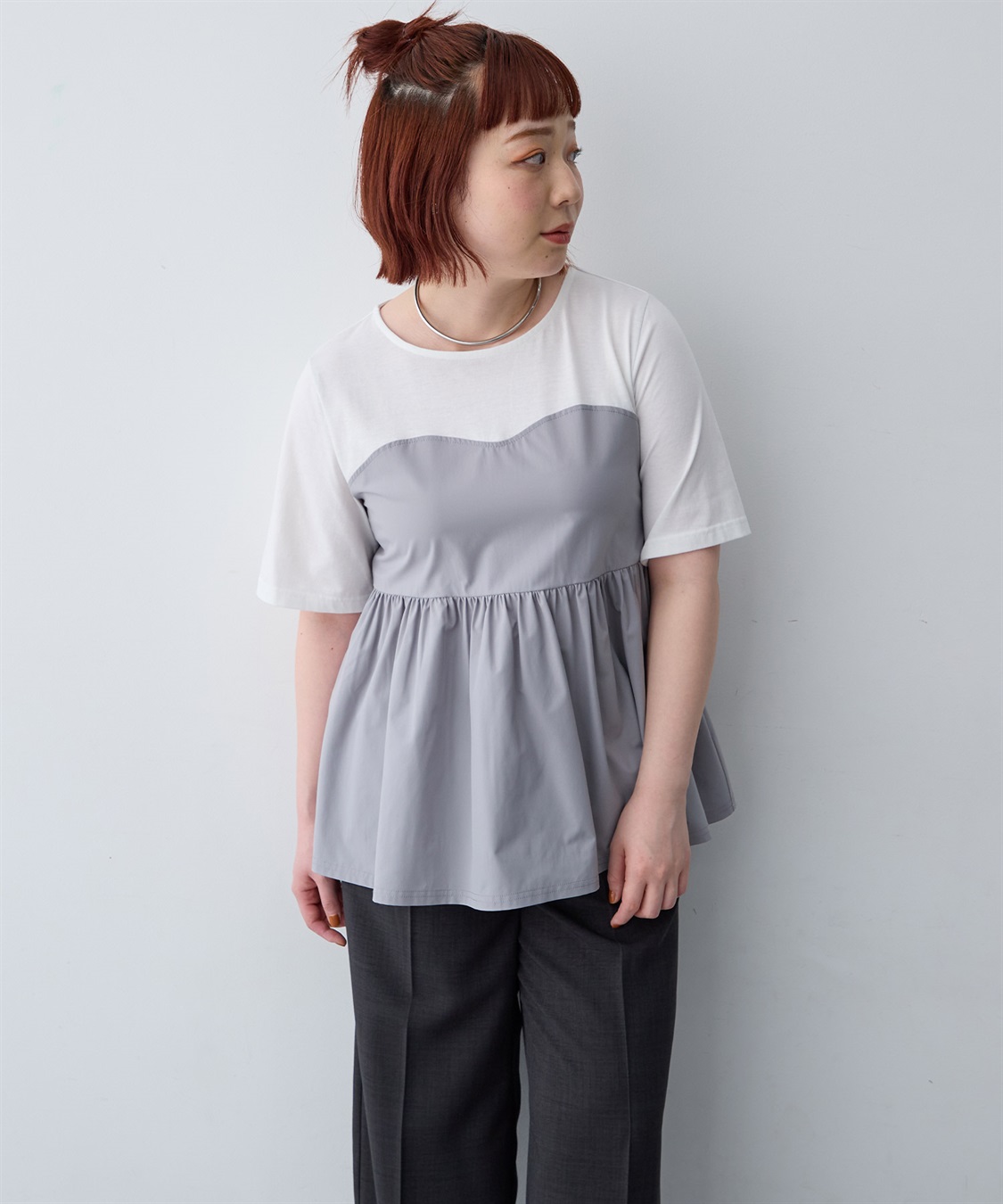 anyfee 【anyfee/大きいサイズ】シャツビスチェ巻き風プルオーバー_sub_7