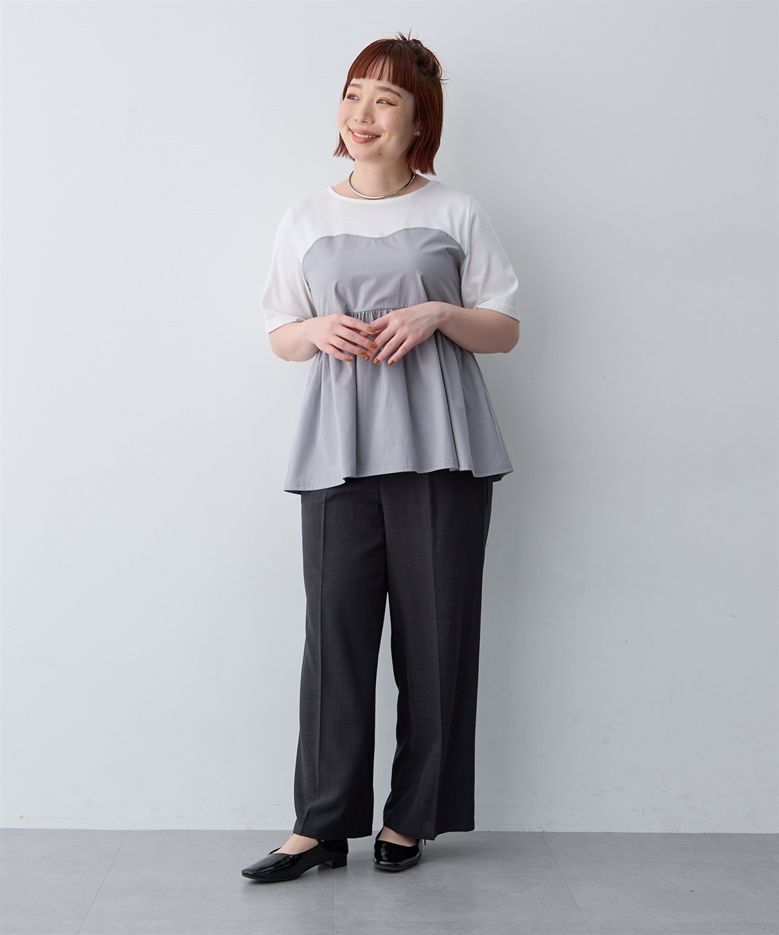 anyfee 【anyfee/大きいサイズ】シャツビスチェ巻き風プルオーバー_sub_9