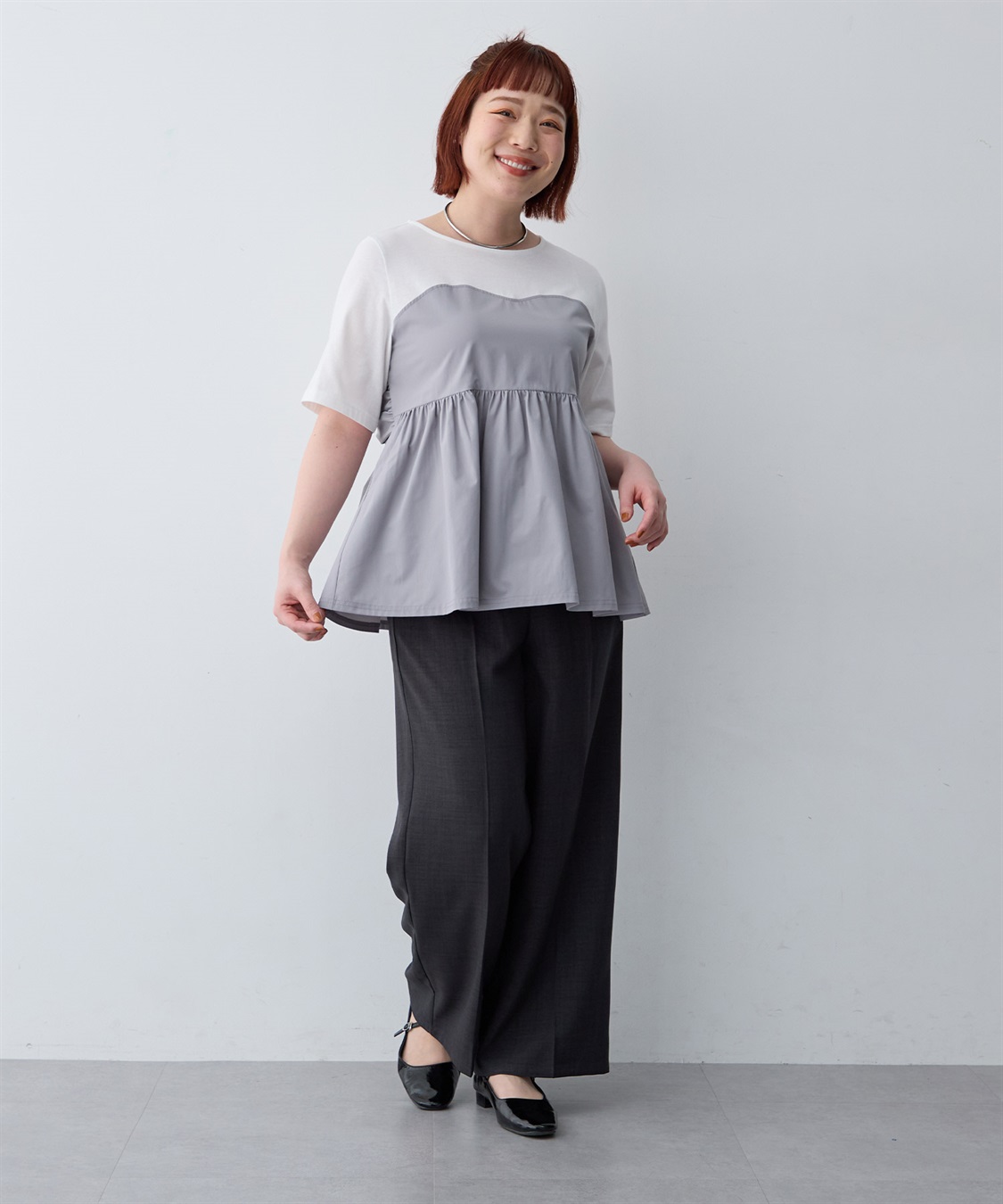 anyfee 【anyfee/大きいサイズ】シャツビスチェ巻き風プルオーバー_sub_10