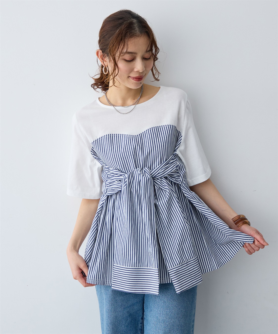 anyfee 【anyfee/大きいサイズ】シャツビスチェ巻き風プルオーバー_sub_16