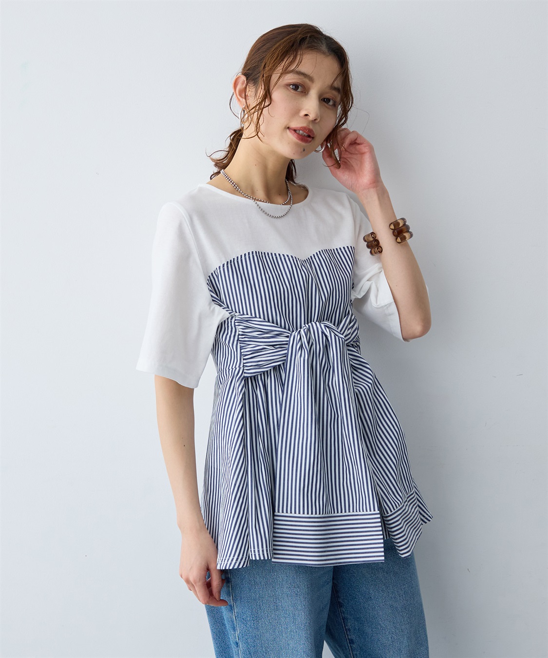 anyfee 【anyfee/大きいサイズ】シャツビスチェ巻き風プルオーバー_sub_17