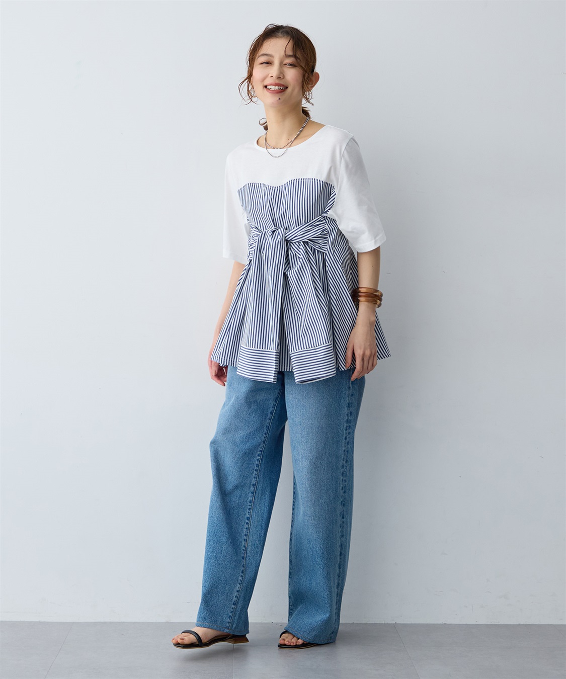 anyfee 【anyfee/大きいサイズ】シャツビスチェ巻き風プルオーバー_sub_20