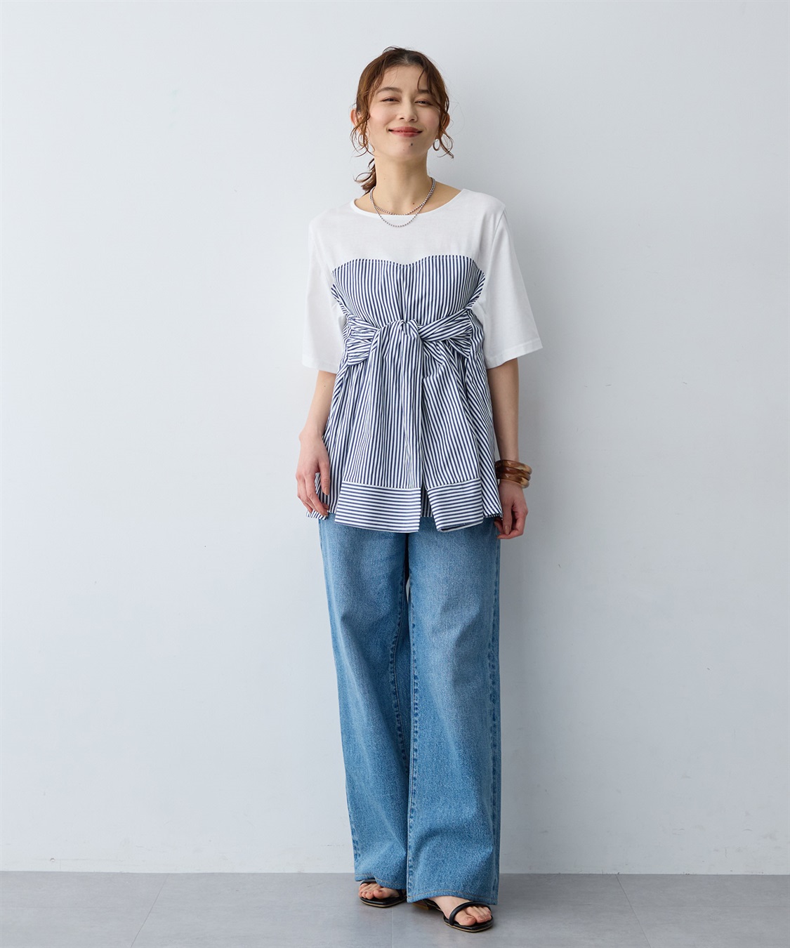 anyfee 【anyfee/大きいサイズ】シャツビスチェ巻き風プルオーバー_sub_21