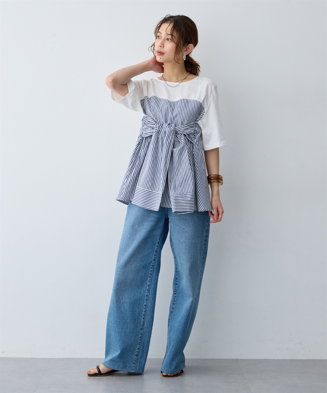 anyfee 【anyfee/大きいサイズ】シャツビスチェ巻き風プルオーバー_sub_22