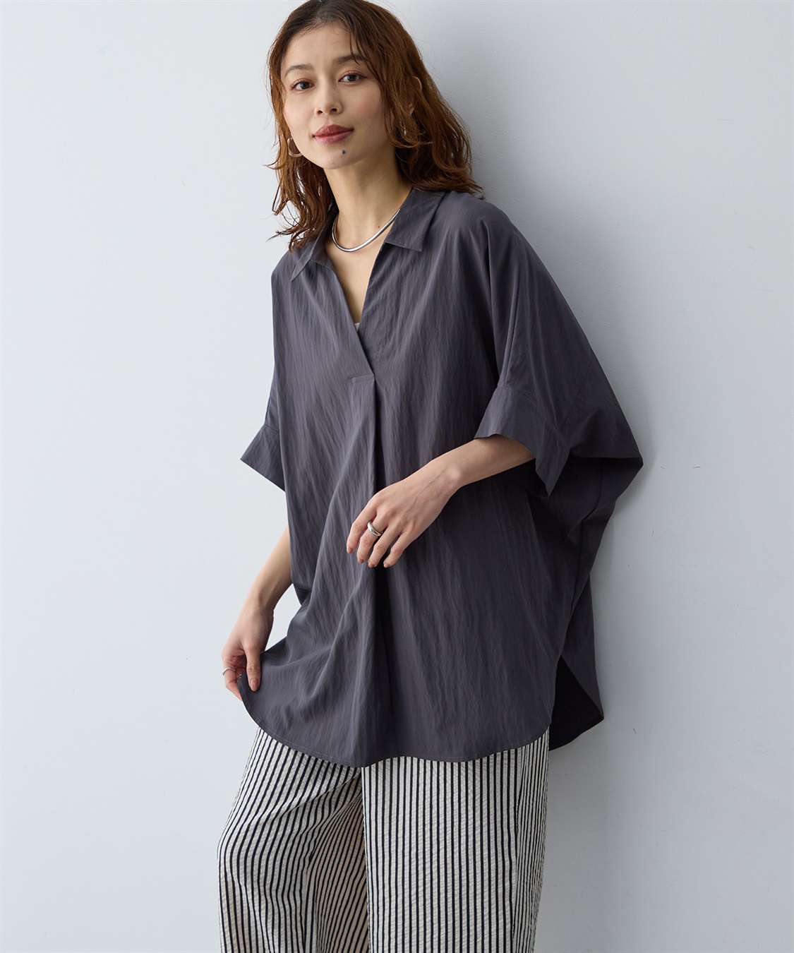 anyfee 【anyfee/大きいサイズ】ドルマンスキッパーブラウス_sub_3