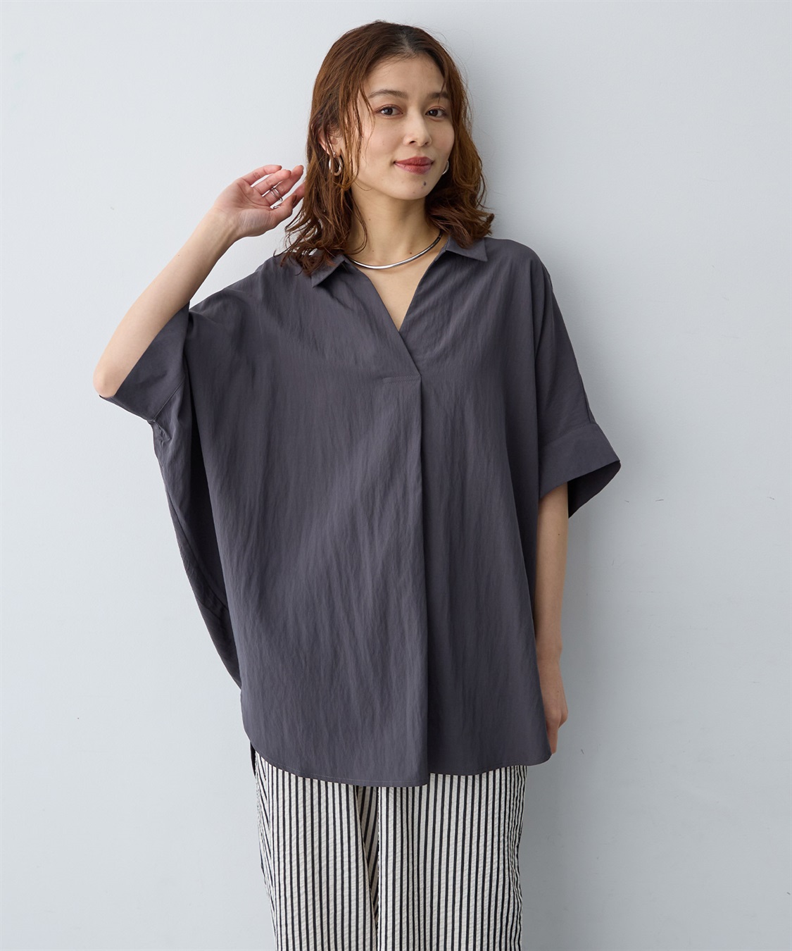 anyfee 【anyfee/大きいサイズ】ドルマンスキッパーブラウス_sub_4