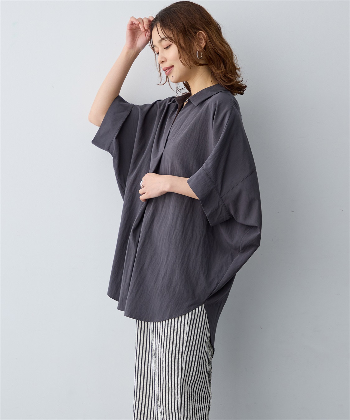 anyfee 【anyfee/大きいサイズ】ドルマンスキッパーブラウス_sub_6