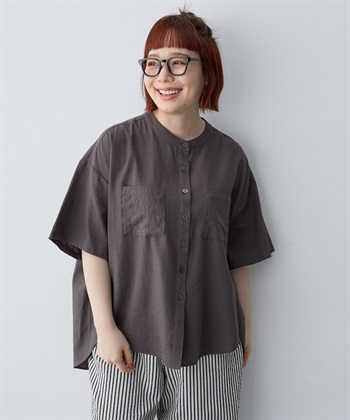 anyfee 【anyfee/大きいサイズ】ノーカラーゆるチュニックシャツ_subthumb_3