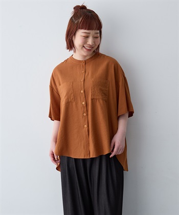 anyfee 【anyfee/大きいサイズ】ノーカラーゆるチュニックシャツ_subthumb_8