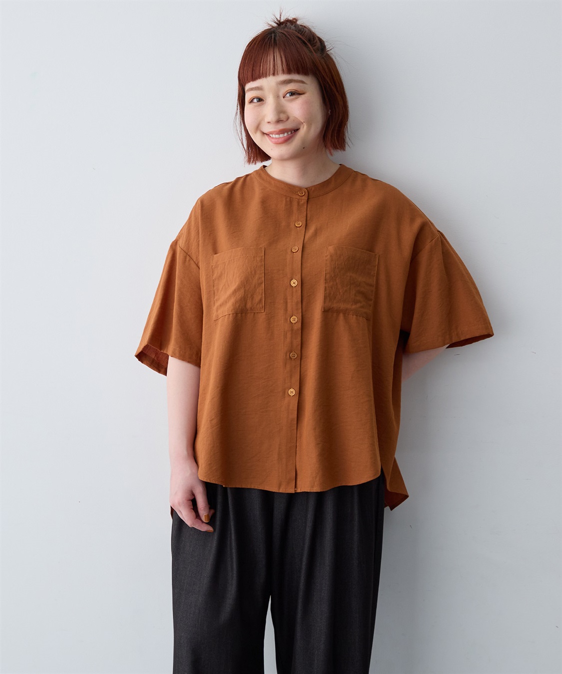 anyfee 【anyfee/大きいサイズ】ノーカラーゆるチュニックシャツ_sub_9