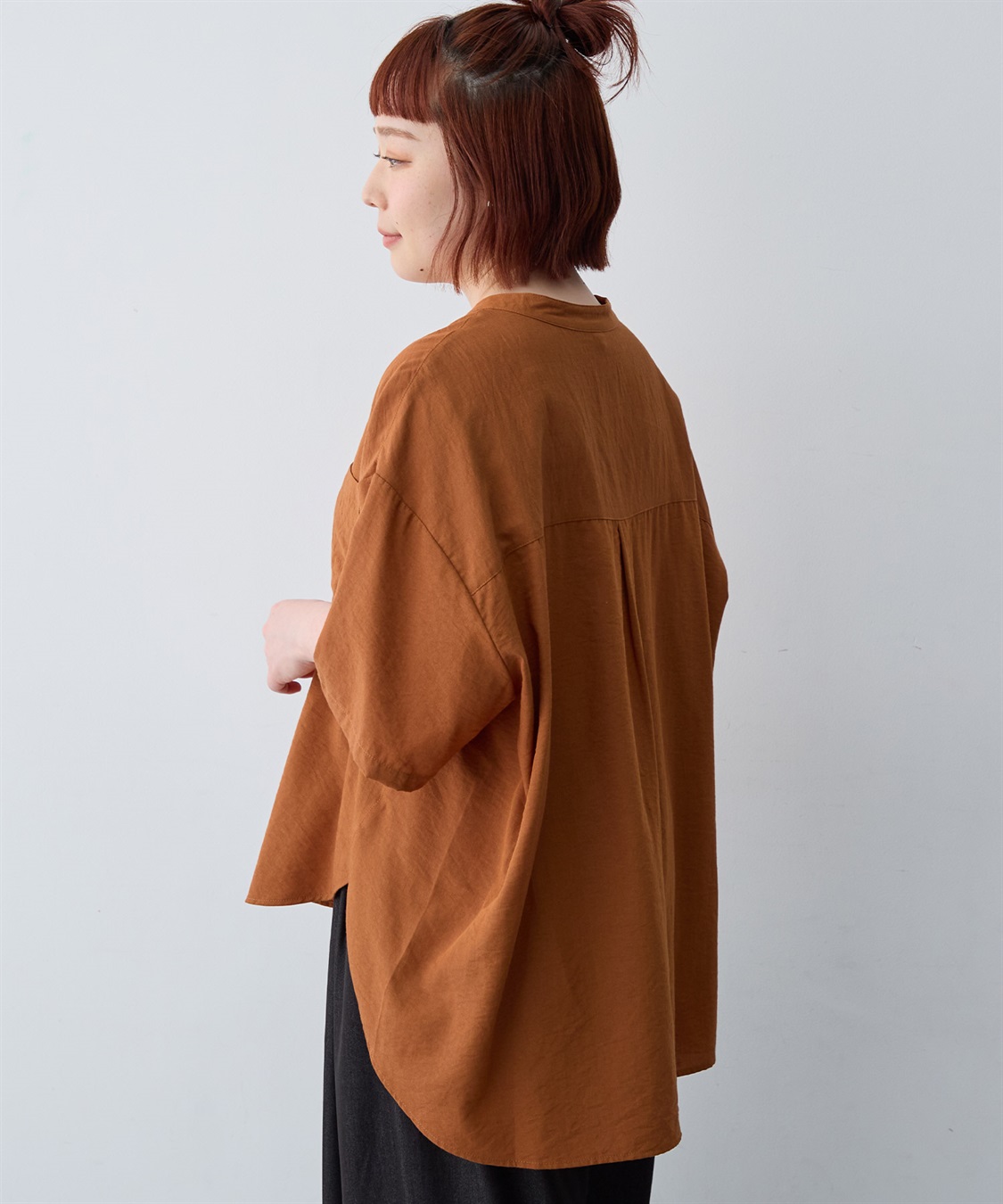 anyfee 【anyfee/大きいサイズ】ノーカラーゆるチュニックシャツ_sub_11