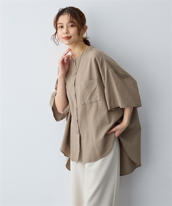 anyfee 【anyfee/大きいサイズ】ノーカラーゆるチュニックシャツ_subthumb_17